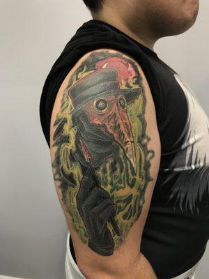 Healed plague doctor by Priscilla. You can check out more of her work on instagram @priscilla.tattoos