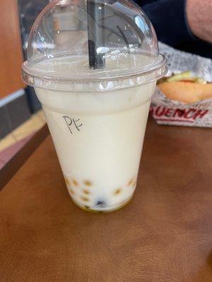 Coconut bubble tea with Passionfruit boba