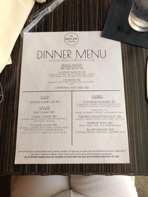 Dinner menu!