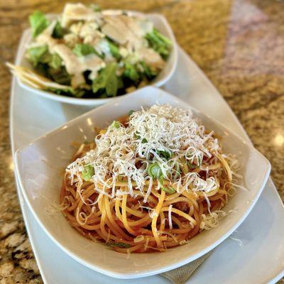 Lunch Duo Spaghetti Bolognese and Caesar Salad