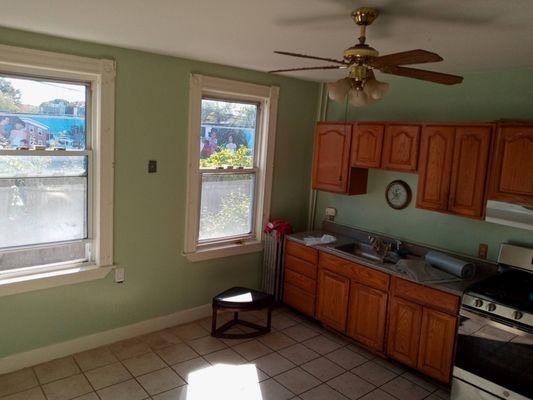 Before pic. of Kitchen
Notice long windows that are reduced