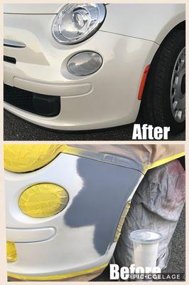 Fiat 500 front bumper scuff repaired