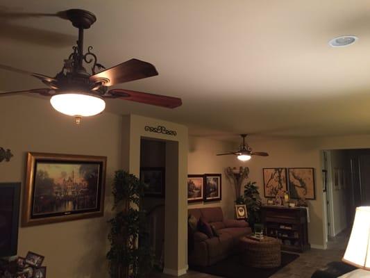 He had to reinforce the ceiling fan boxes on these two fans and did an excellent job.  He's the best of the best! Susan and Jerry A.