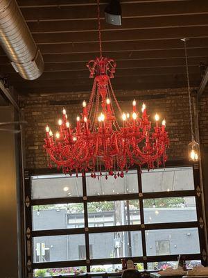 Chandelier in the restaurant