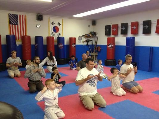 Breathing and meditation are important aspects of Martial Arts training in order to improve focus, control of body and mind.