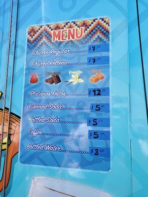 Food truck menu