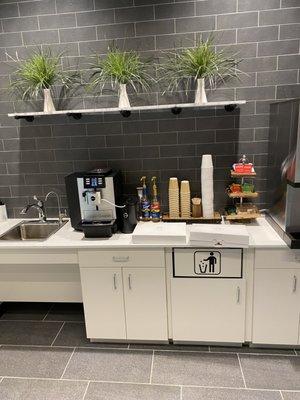 Coffee bar in waiting area.