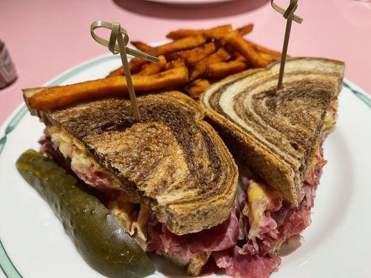 This Ruben with sweet potato fries was SO GOOD!