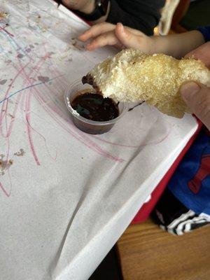 Zeppole and chocolate . Soooo good