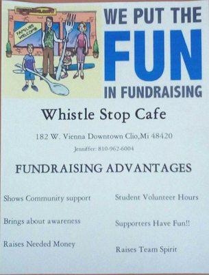 Easy fundraising at the whistle stop Cafe