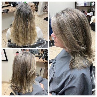 From grown out blonde to a gorgeous natural looking color!