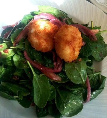 Spinach Salad with Fried Goat Cheese