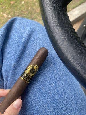 Enjoying a nice cigar on the golf course!