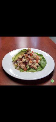 Tostada de ceviche de camarón