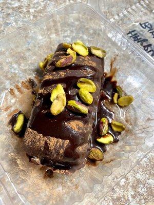 Chocolate baklava w/ pistachios, yummy dessert, $6.95