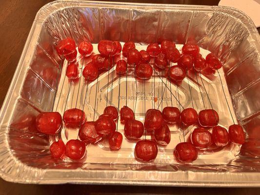 Cherries on wire for Christmas tree