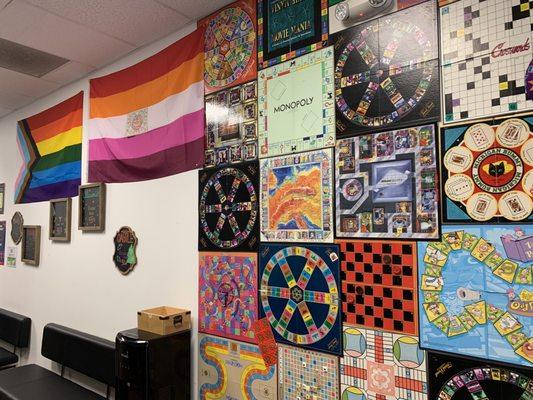 Entry walls are covered in all kinds of board games