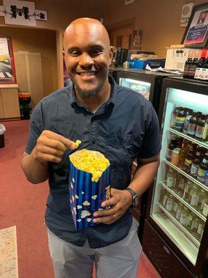 I present to you --the movie theatre popcorn junkie!