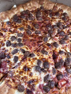 Stuff crust beef pizza