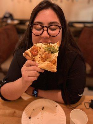 Pesto butternut squash pizza slice