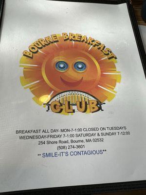 Fun menu logo -- a happy vibe inside!