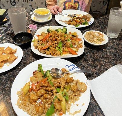 Hunan style chicken stir fry with Chicken Fried Rice