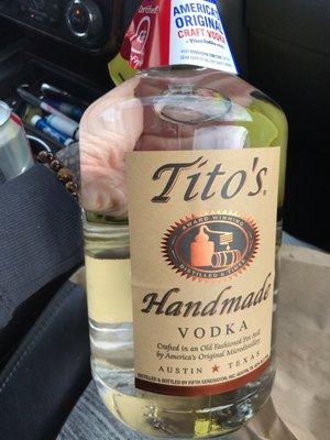 They had Tito's, not state minimum but only fifty cents more. That's not bad in a tiny off season town.