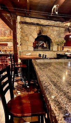 Fireplace near the bar