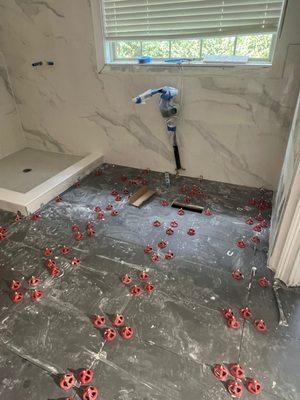 Tile floor bathroom