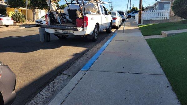 PRS landscape truck parked in a handicap spot with no plate or placard