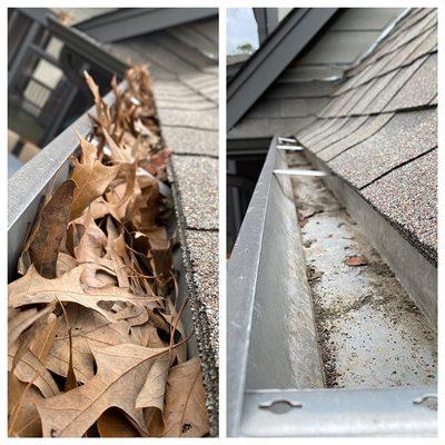 You know the leaves are up there. Call us today for a cleaning and possibly gutter guards.