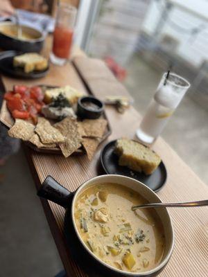 Salmon Chowder and a decimated Coastal Seaweed Lox Platter*