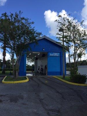 Blue building located in BP gas station on Lake Worth Rd and Lyons Rd.