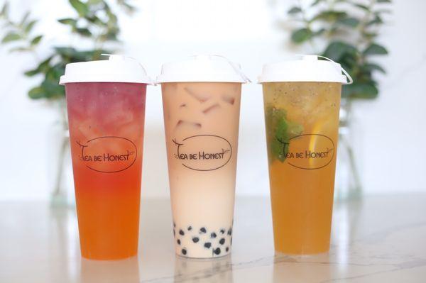 Mango Galaxy, Rose Milk Tea & Honey Kumquat Lemon Tea