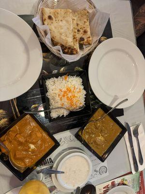 Chicken Shahi Korma Plain Basmati Rice Naan Butter Chicken Cucumber Raitacucumber