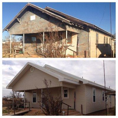 Before/After of Siding, Steel roof and windows