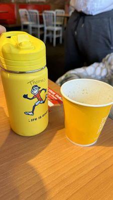 12 oz. Fountain Beverage compared to my son's 12 oz thermos