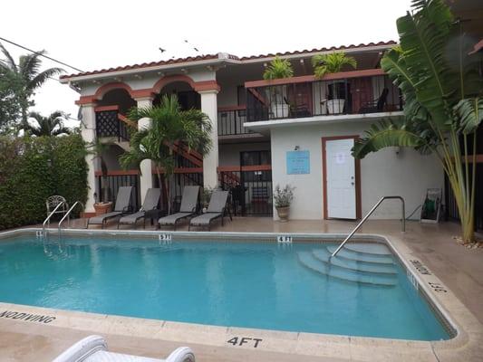 Poolside with laundry room and inside shower