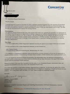 Amended Records arrived from Concentra the clinic that Travelers sent me too. The clinic lied on report and was forced to amend.