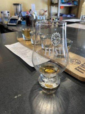 Flight, served in a Glencairn tasting glass