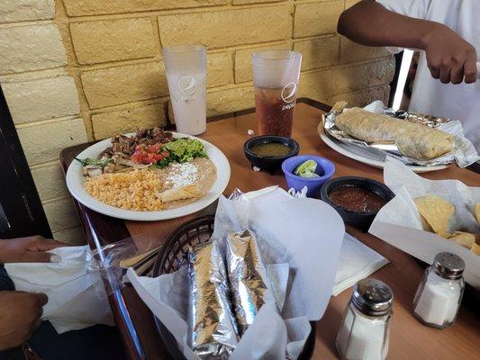 A California burrito and a carnitas plate... that didn't survive!!.. we ait it all... very good food.