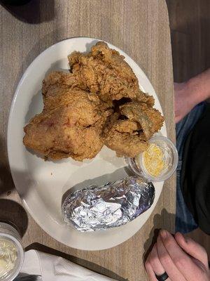 Fried chicken and baked potato