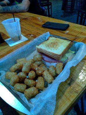 Club sandwich and tots