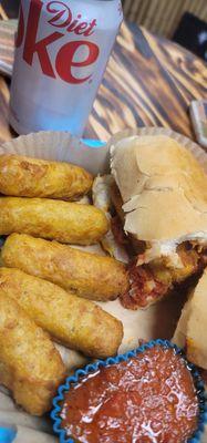 Italian nene and motz stix with homemade spicey marinara