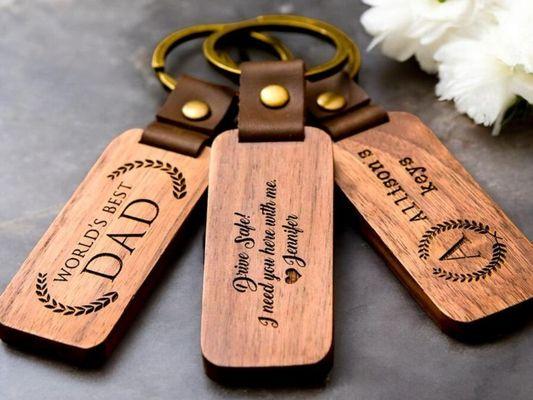 Personalized wood keychains