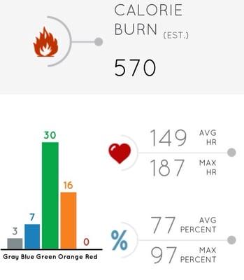 My stats sent to me after class. Perfect pyramid!