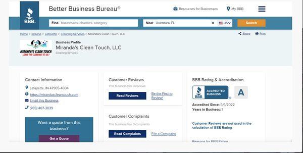 Proud to be an "A" Rated Business with the Better Business Bureau