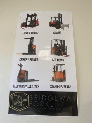 Offered forklift certifications