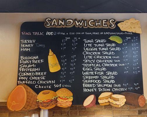 Sandwiches menu