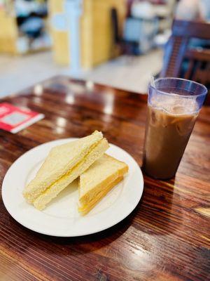 Kaya Toast With Butter & Mixed Coffee Milk Tea